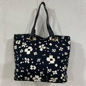 Oversized Purse Tote Shoulder Bag Floral Pattern Black and White